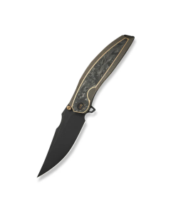WEKNIFE Quinseris Flipper & Thumb Stud Knife Bronze Titanium Handle With Shredded Carbon Fiber Inlay (3.96" Black Stonewashed Bohler M390 Blade) WE23093-2