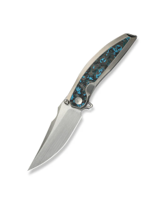WEKNIFE Quinseris Flipper & Thumb Stud Knife Polished Bead Blasted Titanium Handle With Arctic Storm Fat Carbon Fiber Inlay (3.96" Hand Rubbed Satin Bohler M390 Blade) WE23093-4