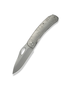 WEKNIFE Inmate Front Flipper & Thumb Hole Knife Gray Titanium Handle & Raindrops (3.7" Stonewashed CPM 20CV Blade)