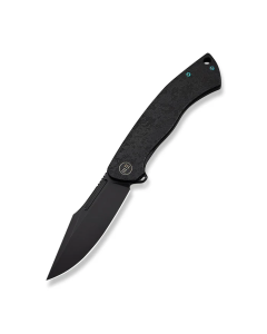 Essential Knight Flipper Knife Black Titanium Handle With Etched Pattern (3.6" Black Stonewashed Bohler M390 Blade)