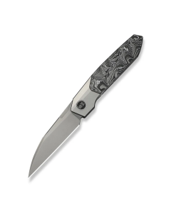 WEKNIFE Brr15 Flipper Knife Gray Titanium Handle With Aluminum Foil Carbon Fiber Inlay (3.25" Stonewashed Bohler M390 Blade)