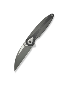 WEKNIFE Zenthra Flipper & Thumb Stud Knife Gray Titanium Handle With Twill Carbon Fiber Inlay (3.3" Gray Stonewashed Bohler M390 Blade, Satin Flat) WE24021C-2