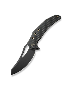 WEKNIFE Epaulette Flipper & Thumb Hole Knife Diamond Patterned Black Titanium Handle (3.45" Black Stonewashed Bohler M390 Blade) WE24024-1