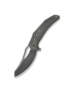 WEKNIFE Epaulette Flipper & Thumb Hole Knife Diamond Patterned Polished Gray Titanium Handle (3.45" Polished Gray Bohler M390 Blade) WE24024-4