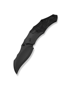 Orc Boss Thumb Stud Knife Black Titanium Handle With Shredded Carbon Fiber Inlay (3.82" Black Stonewashed CPM 20CV Blade)