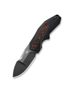 WEKNIFE Coral SLT Flipper Knife Bronze / Black Titanium Handle With Lava Flow FatCarbon Fiber Inlay (2.95" Polished Gray CPM 20CV Blade)