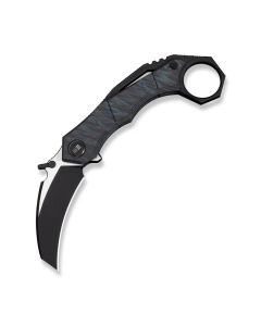 Tayra Flipper Knife Tiger Stripe Pattern Flamed Titanium Handle Black Titanium Integral Backspacer & Finger Ring
