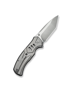 WEKNIFE Zentron Flipper & Thumb Stud & Button Lock Knife Gray Titanium Handle