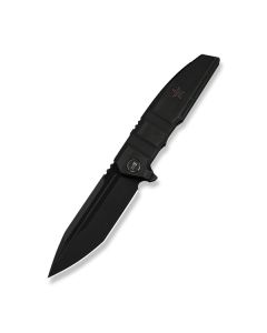 Breach Flipper Knife Black Titanium Handle (3.85" Black Stonewashed Bevels, Black Brushed Flats Bohler M390 Blade)