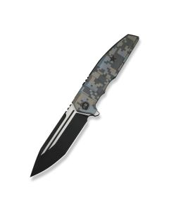 Breach Flipper Knife Pixel Pattern Titanium Handle (3.85" Black Stonewashed Bohler M390 Blade, Satin Flat)