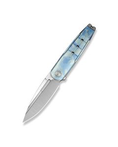 Hull Flipper Knife Blue Terrain Titanium Handle & Gray Endcap (3.89" Hand Polished Satin Bohler M390 Blade)