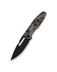 Reveille Thumb Hole & Thumb Stud Knife Desert Terrain Titanium Handle (3.83" Black Stonewashed Bevels, Black Brushed Flats Bohler M390 Blade)