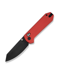 Yonder Thumb Stud & Crossbar Lock Knife Red G10 Handle (2.88" Black Stonewashed 14C28N Blade)