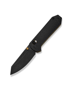 Thumb Stud & Crossbar Lock Knife Black Burlap Micarta Handle (2.88" Black Stonewashed 14C28N Blade)