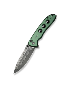 CIVIVI Hyperpulse Flipper & Thumb Stud & Button Lock Knife Aluminum Handle (3.5" Damascus Blade) C23087A-DS1