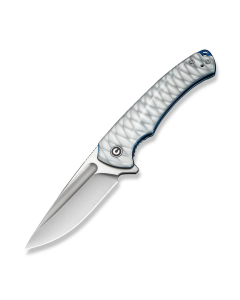 Voidflare Flipper Knife Greyish White Resin Handle With Scale Pattern (2.92" Satin Finished 14C28N Blade)