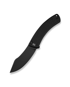 Outlaw Muk Flipper & Button Lock Knife Black G10 Handle (3.47" Black Stonewashed 14C28N Blade)