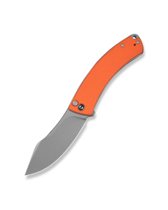 Outlaw Muk Flipper & Button Lock Knife Orange G10 Handle (3.47" Stonewashed 14C28N Blade)