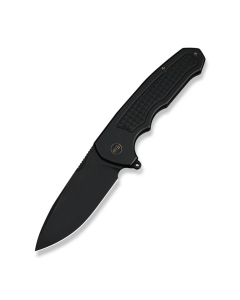 Starlash Flipper Knife Black Titanium Handle (3.97" Black Stonewashed Bohler M390 Blade)