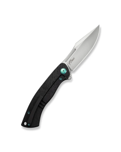 Essential Knight Flipper Knife Black Titanium Handle With Etched Pattern (3.6" Satin Finished Bohler M390 Blade)