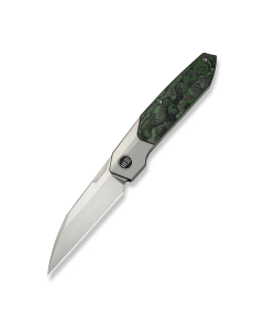 WEKNIFE Brr15 Flipper Knife Gray Titanium Handle With Jungle Wear FatCarbon Fiber Inlay (3.25" Hand Rubbed Satin Bohler M390 Blade)